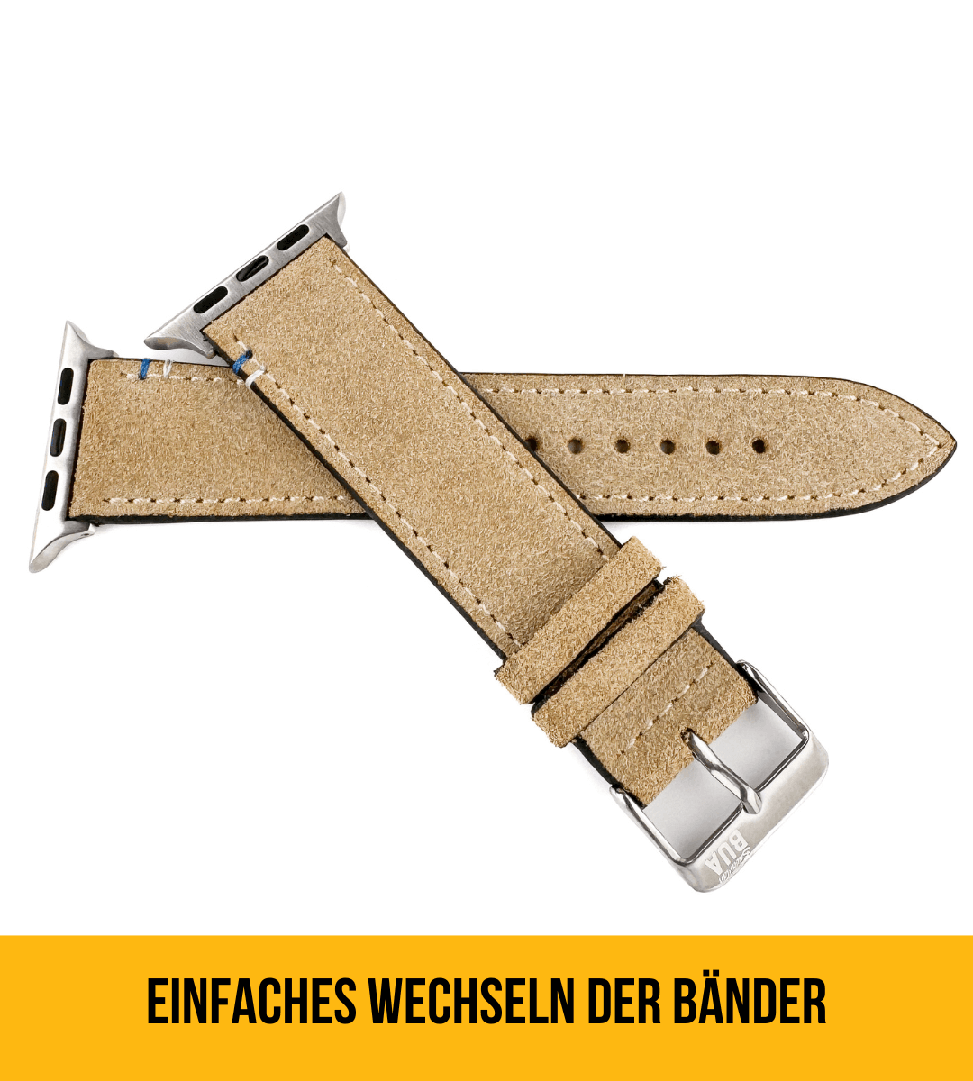 Apple Watch® Wildlederbandl Naht | Beige Edelweiß