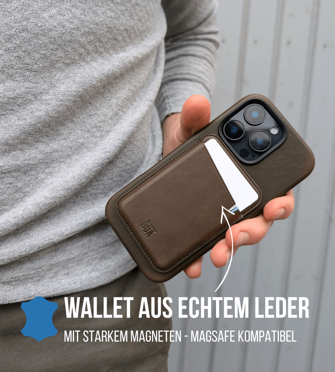 Leder Wallet für iPhone mit MagSafe | Olive