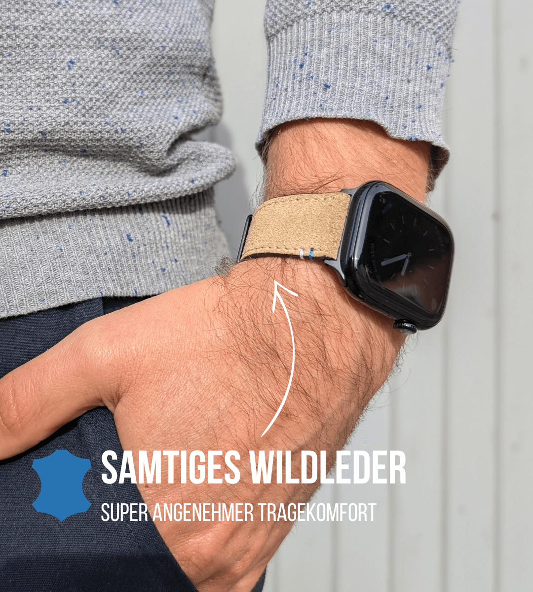 Apple Watch® Wildlederbandl Naht | Beige Bayern