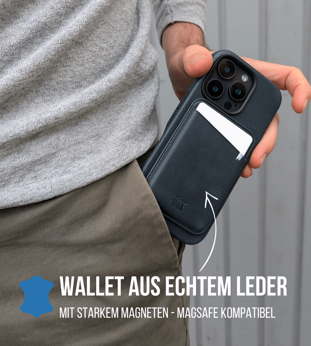 Leder Wallet für iPhone mit MagSafe | Blau