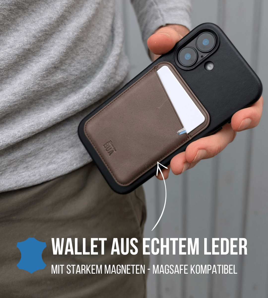 Leder Wallet für iPhone mit MagSafe | Braungrau