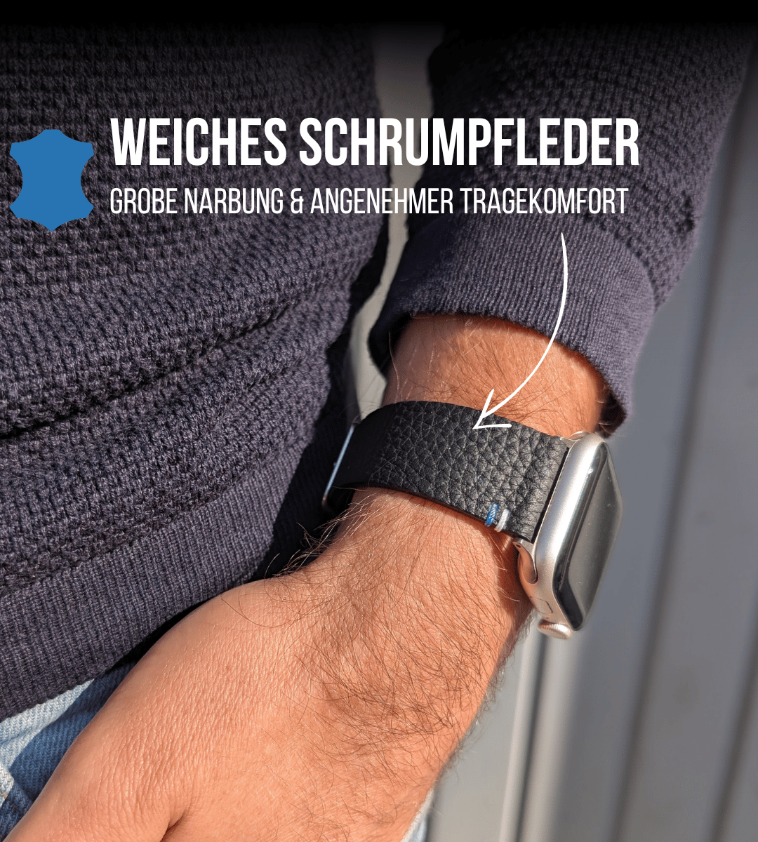 Apple Watch® Schrumpflederband | Schwarz