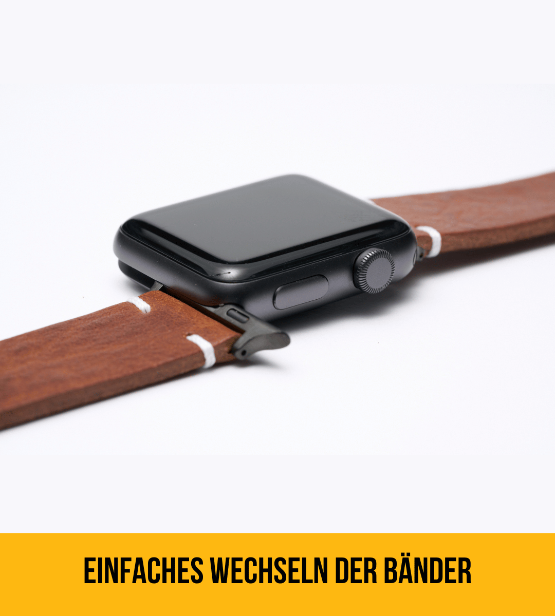 Apple Watch® Set Rindlederbandl | Mittelbraun + Geldbeutel