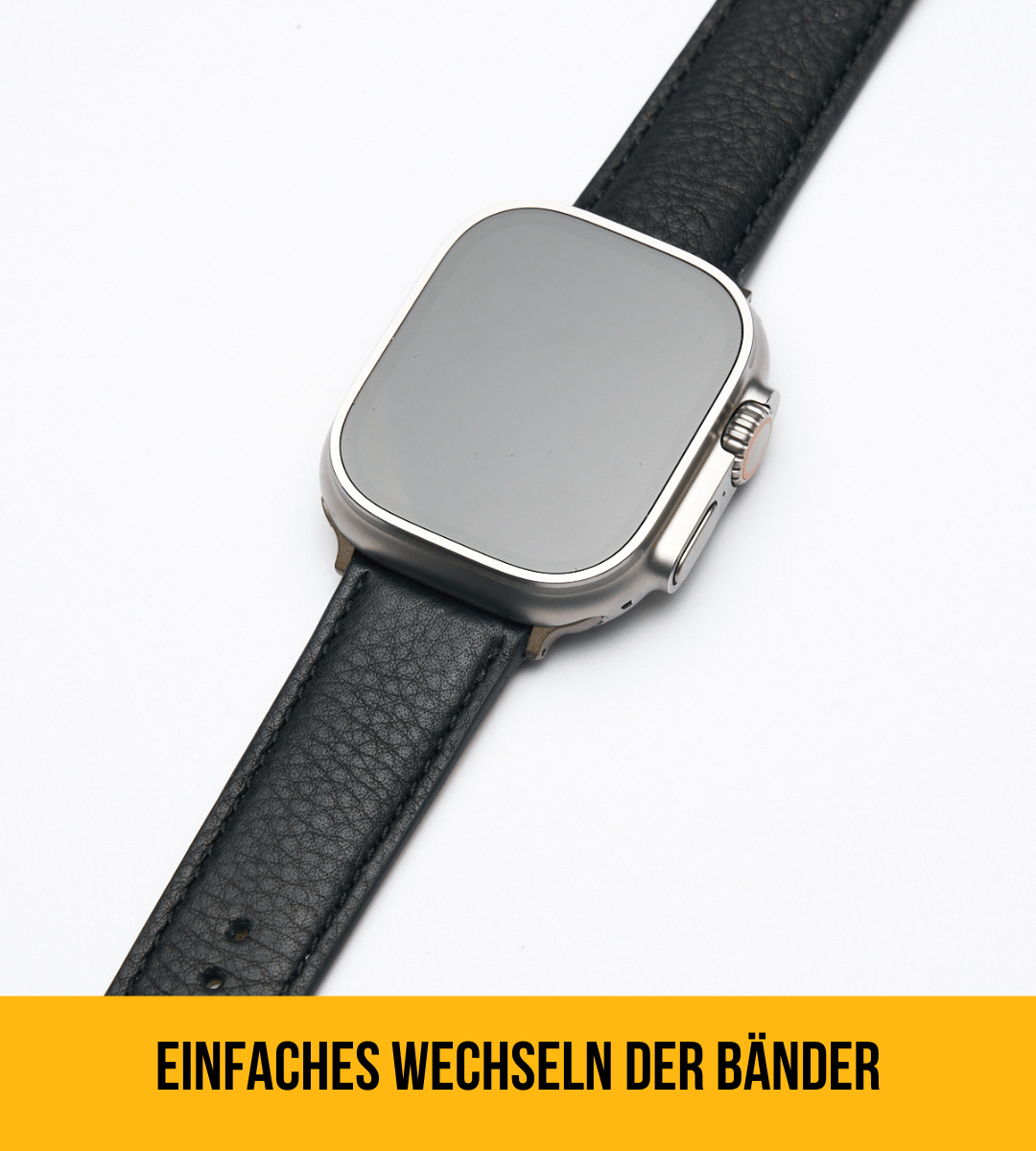 Apple Watch® Biolederband | Schwarz Naht