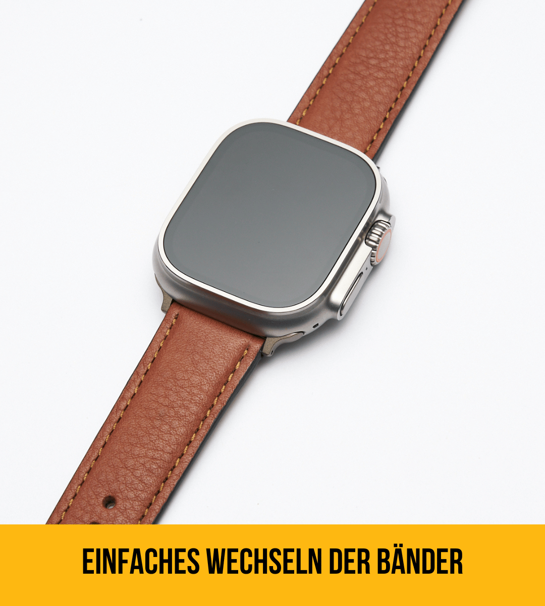 Apple Watch® Biolederband Madl | Mittelbraun Naht