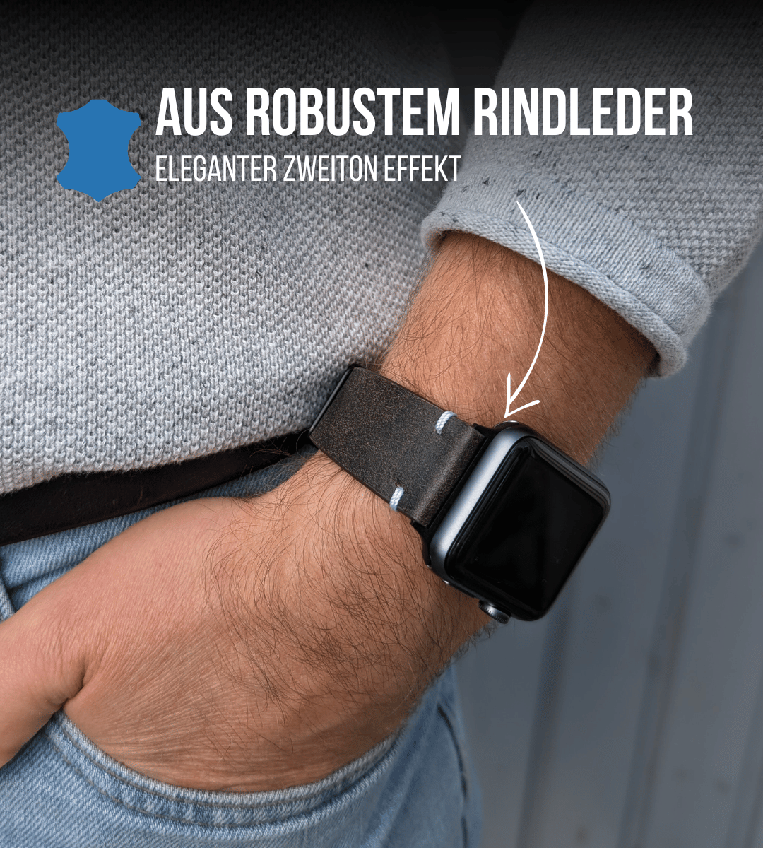 Apple Watch® Rindlederband | Dunkelbraun Rough