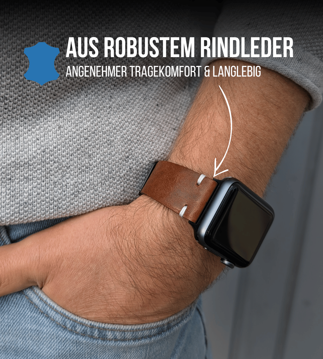 Apple Watch® Rindlederband | Mittelbraun