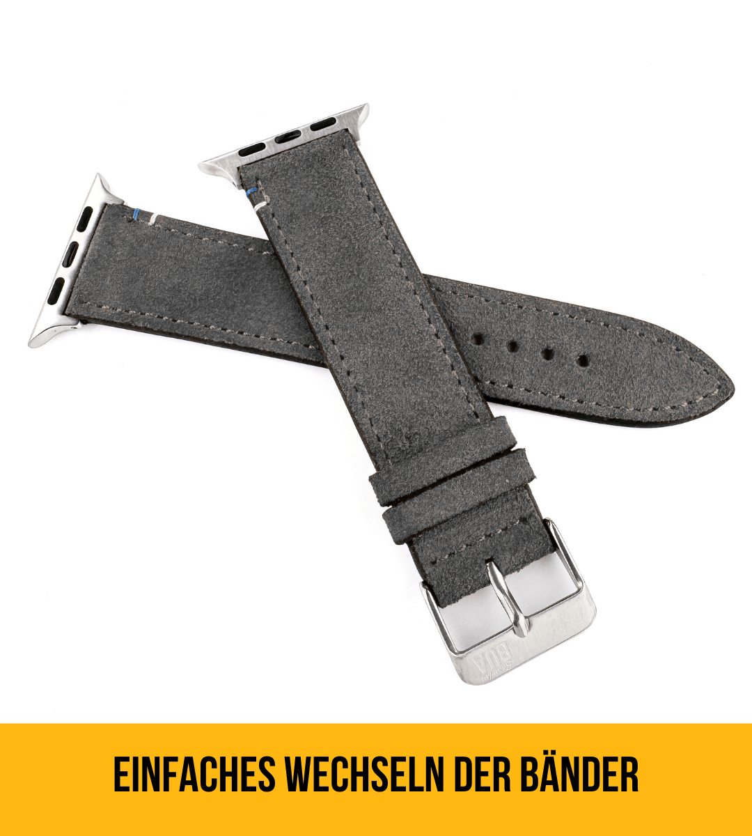 Apple Watch® Wildlederbandl Naht | Grau Franken