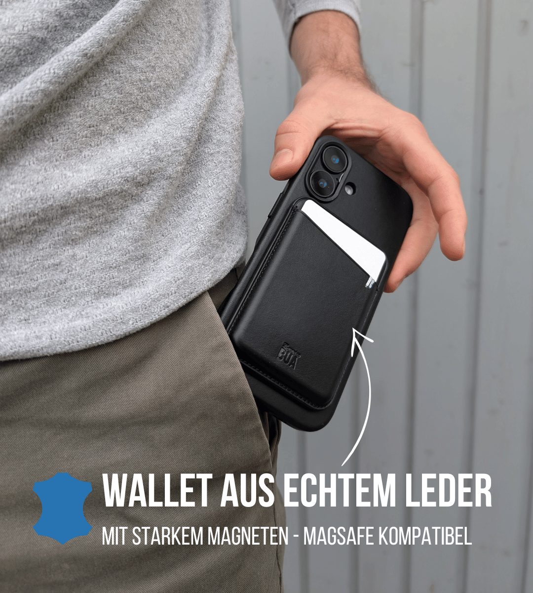 Set Hülle + Wallet | Leder Hülle für dein iPhone + Leder Wallet mit MagSafe Schwarz