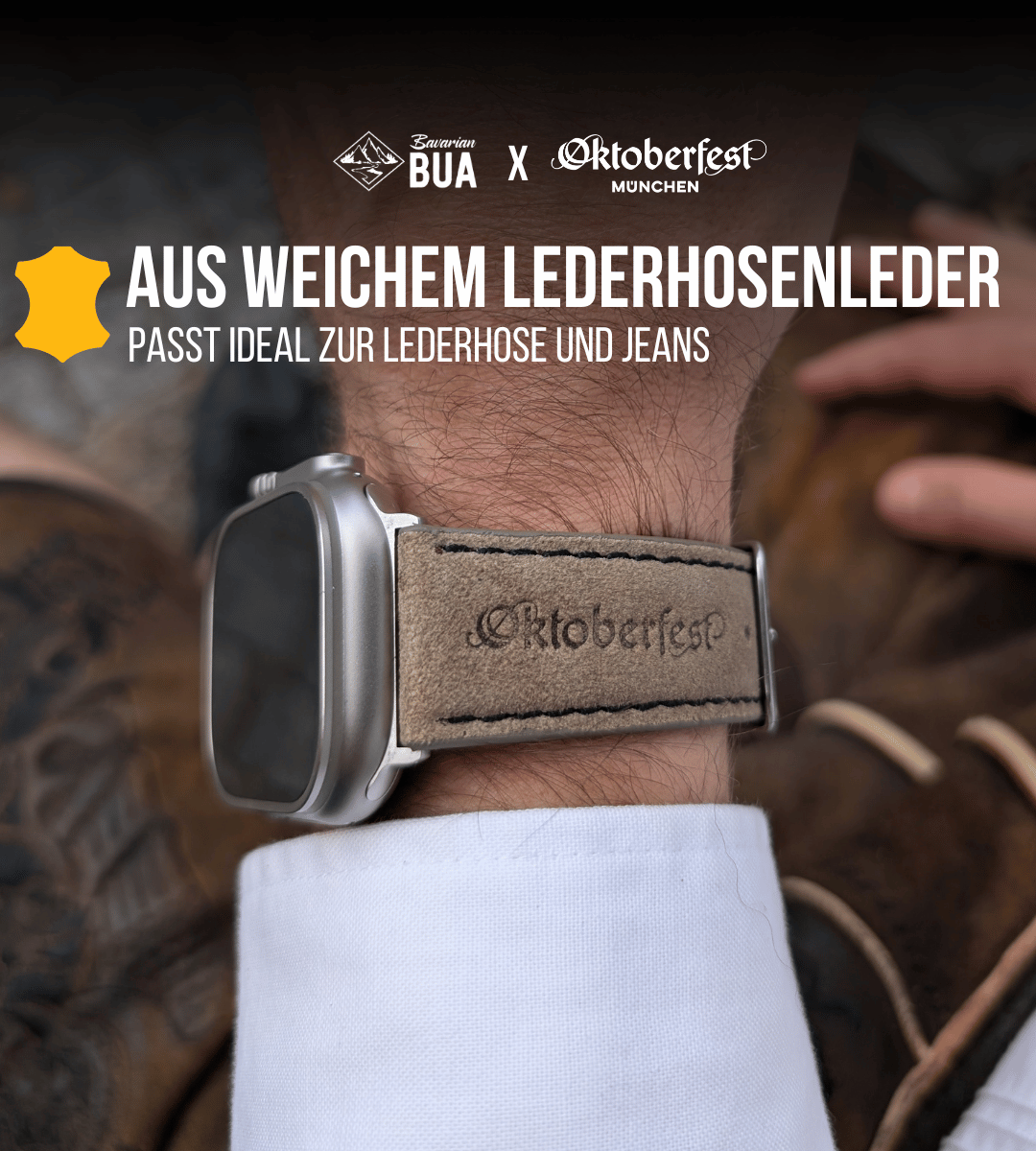 Oktoberfest™️ Lederhosenbandl für deine Apple Watch, beige