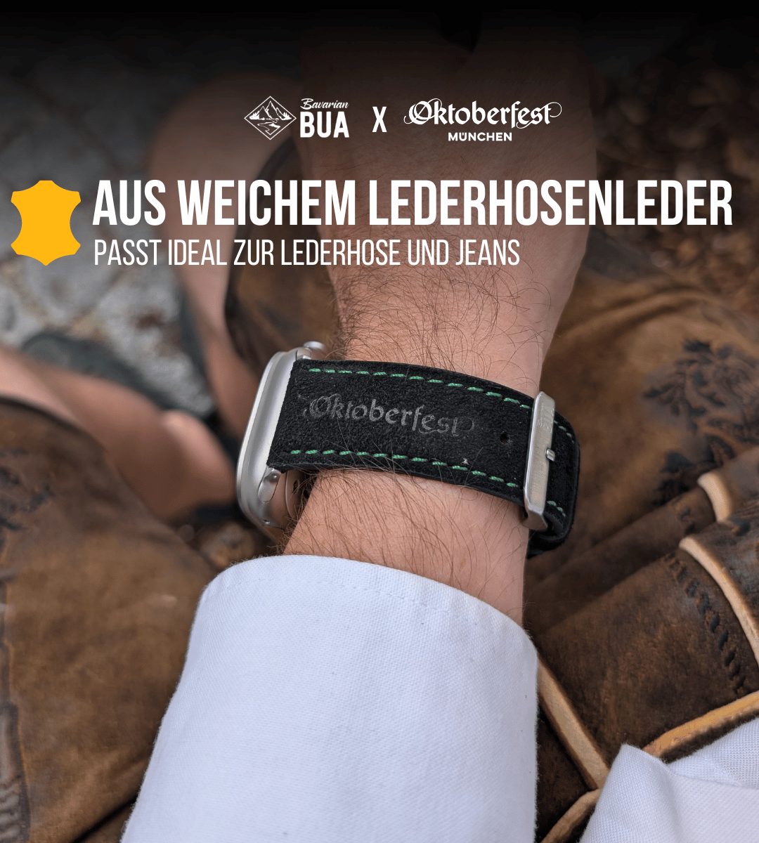 Oktoberfest™️ Lederhosenbandl für deine Apple Watch, schwarz