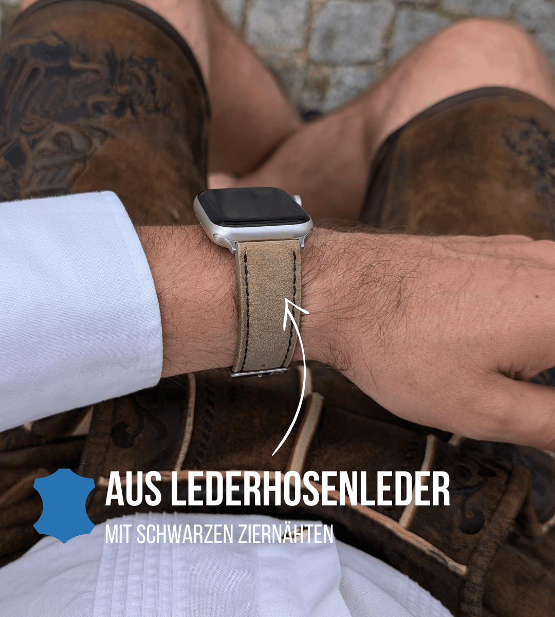 Apple Watch® Lederhosenbandl | Beige