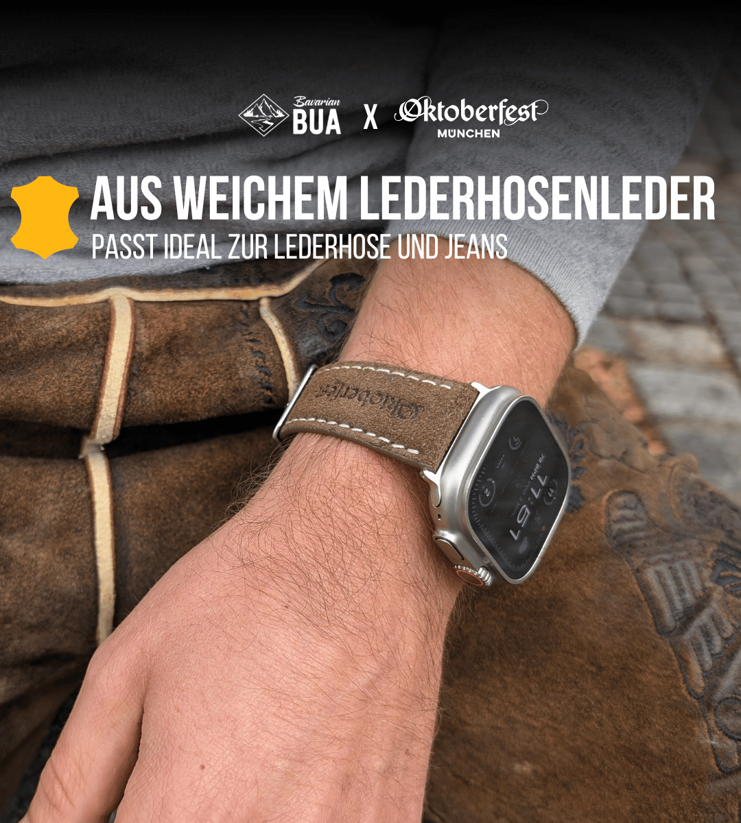 Oktoberfest™️ Lederhosenbandl für deine Apple Watch, braun