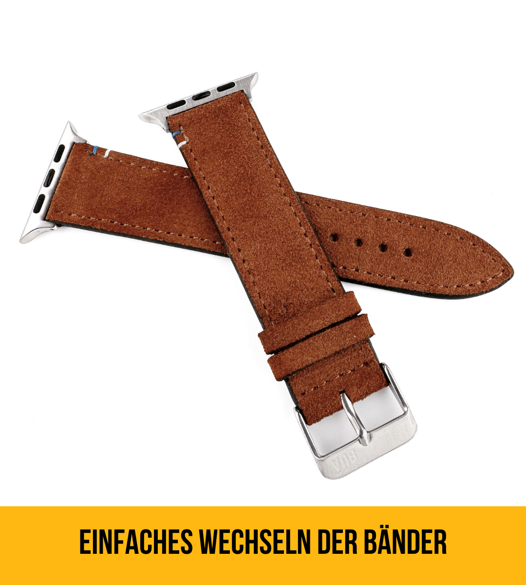 Apple Watch® Wildlederbandl Naht | Mittelbraun