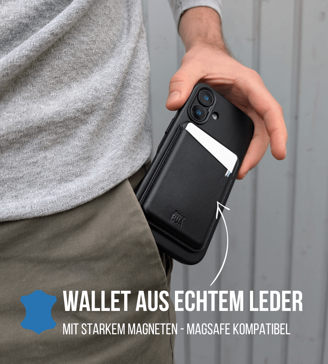 Leder Wallet für iPhone mit MagSafe | Schwarz